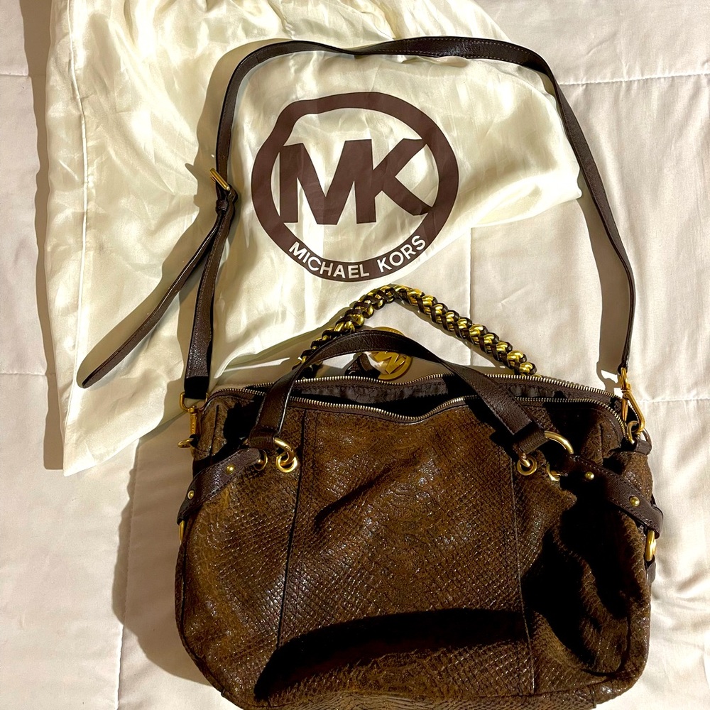 Michael Kors Tristan Brown Python Embossed Bag *E… - image 2